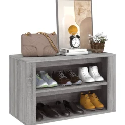 vidaXL Zapatero madera contrachapada 75x35x45 cm Gris sonoma Discount