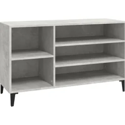 vidaXL Productos Del Hogar-Zapatero madera contrachapada gris hormigón 102x36x60 cm