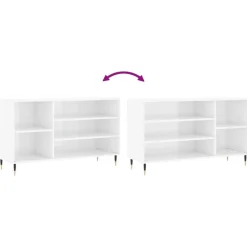 vidaXL Zapatero madera contrachapada blanco brillo 102x36x60 cm Blanco brillante