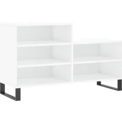 vidaXL Productos Del Hogar-Zapatero madera contrachapada blanco brillo 102x36x60 cm
