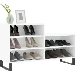 vidaXL Productos Del Hogar-Zapatero madera contrachapada blanco brillo 102x36x60 cm