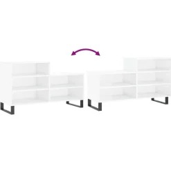 vidaXL Productos Del Hogar-Zapatero madera contrachapada blanco brillo 102x36x60 cm