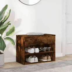 vidaXL Zapatero madera contrachapada 60x30x45 cm Roble ahumado Discount