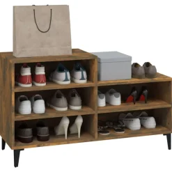 vidaXL Zapatero madera contrachapada 102x36x60 cm Roble ahumado Sale