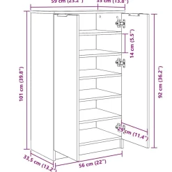 vidaXL Productos Del Hogar-Zapatero madera contrachapada 59x35x100 cm