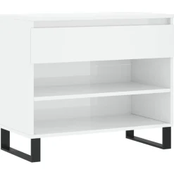 vidaXL Zapatero madera contrachapada blanco brillo 70x36x60 cm Blanco brillante Best