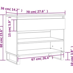 vidaXL Zapatero madera contrachapada blanco brillo 70x36x60 cm Blanco brillante Best