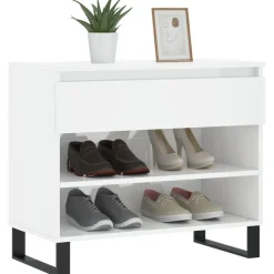 vidaXL Zapatero madera contrachapada blanco brillo 70x36x60 cm Blanco brillante Best
