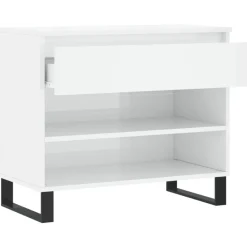 vidaXL Zapatero madera contrachapada blanco brillo 70x36x60 cm Blanco brillante Best