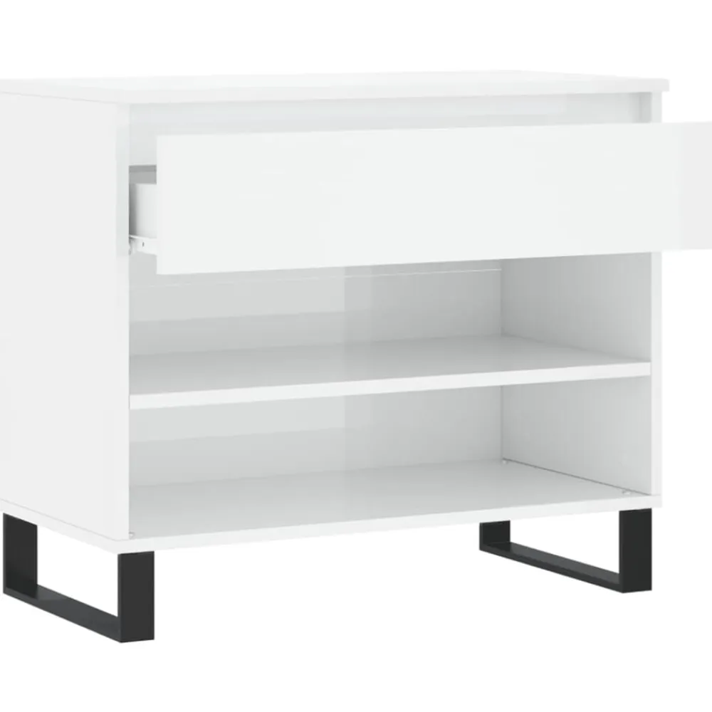 vidaXL Zapatero madera contrachapada blanco brillo 70x36x60 cm Blanco brillante Best