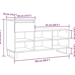 vidaXL Zapatero madera contrachapada 102x36x60 cm Blanco Outlet