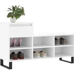vidaXL Zapatero madera contrachapada 102x36x60 cm Blanco Outlet