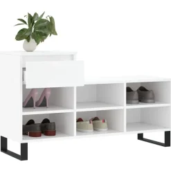 vidaXL Zapatero madera contrachapada 102x36x60 cm Blanco Outlet