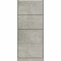 vidaXL Productos Del Hogar-Zapatero madera contrachapada gris hormigón 63x24x147 cm