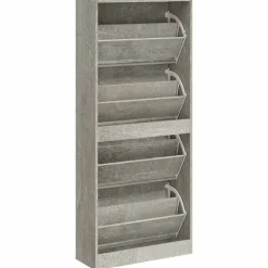 vidaXL Productos Del Hogar-Zapatero madera contrachapada gris hormigón 63x24x147 cm
