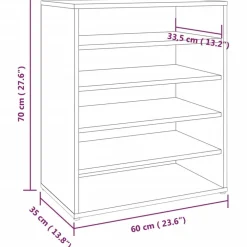 vidaXL Zapatero madera contrachapada roble marrón 60x35x70 cm Marr&oacute;n roble Hot