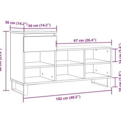 vidaXL Zapatero madera contrachapada roble marrón 102x36x60 cm Marr&oacute;n roble Clearance