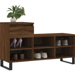 vidaXL Zapatero madera contrachapada roble marrón 102x36x60 cm Marr&oacute;n roble Clearance