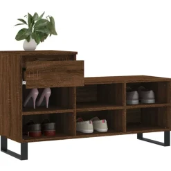 vidaXL Zapatero madera contrachapada roble marrón 102x36x60 cm Marr&oacute;n roble Clearance