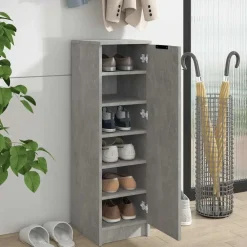 vidaXL Productos Del Hogar-Zapatero madera contrachapada gris hormigón 30x35x100 cm
