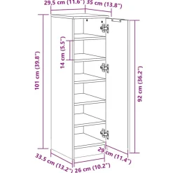 vidaXL Productos Del Hogar-Zapatero madera contrachapada gris hormigón 30x35x100 cm