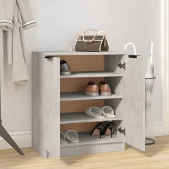 vidaXL Zapatero madera contrachapada gris hormigón 59x35x70 cm Gris hormig&oacute;n New
