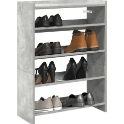 vidaXL Zapatero madera contrachapada gris hormigón 60x25x81 cm Gris hormig&oacute;n Sale