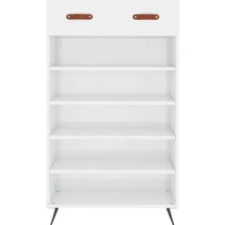 vidaXL Productos Del Hogar-Zapatero madera contrachapada blanco brillo 60x35x105 cm