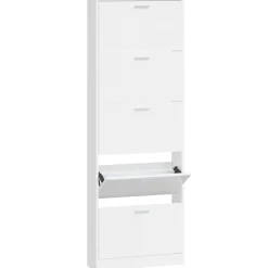 vidaXL Productos Del Hogar-Zapatero madera contrachapada blanco brillo 59x17x169 cm