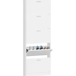 vidaXL Productos Del Hogar-Zapatero madera contrachapada blanco brillo 59x17x169 cm