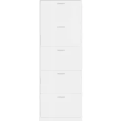vidaXL Productos Del Hogar-Zapatero madera contrachapada blanco brillo 59x17x169 cm