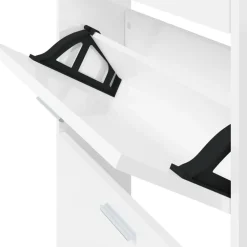 vidaXL Productos Del Hogar-Zapatero madera contrachapada blanco brillo 59x17x169 cm