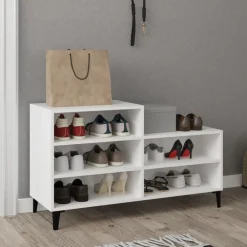 vidaXL Zapatero madera contrachapada 102x36x60 cm Blanco Best