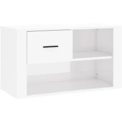 vidaXL Productos Del Hogar-Zapatero madera contrachapada blanco brillo 80x35x45 cm
