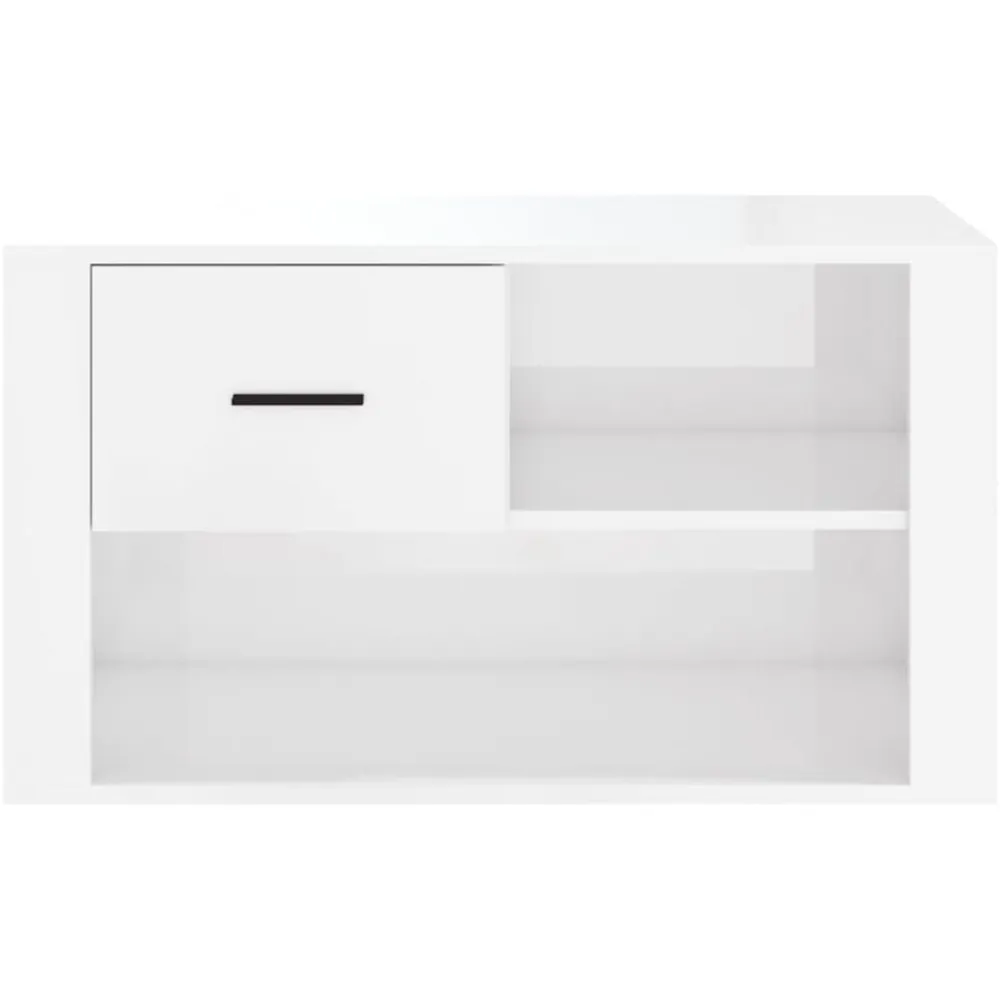 vidaXL Productos Del Hogar-Zapatero madera contrachapada blanco brillo 80x35x45 cm