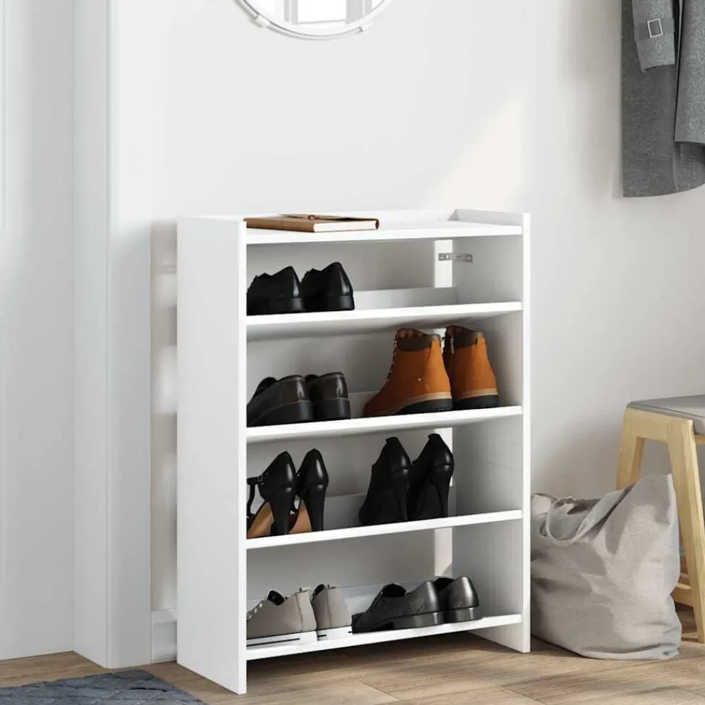 vidaXL Zapatero madera contrachapada 60x25x81 cm Blanco