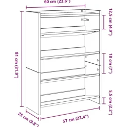vidaXL Zapatero madera contrachapada 60x25x81 cm Blanco