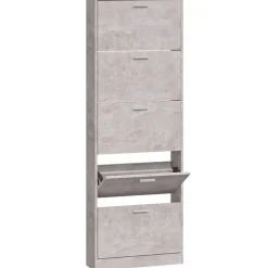 vidaXL Zapatero madera contrachapada gris hormigón 59x17x169 cm Gris hormig&oacute;n Outlet