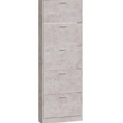 vidaXL Zapatero madera contrachapada gris hormigón 59x17x169 cm Gris hormig&oacute;n Outlet