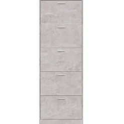 vidaXL Zapatero madera contrachapada gris hormigón 59x17x169 cm Gris hormig&oacute;n Outlet