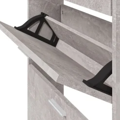 vidaXL Zapatero madera contrachapada gris hormigón 59x17x169 cm Gris hormig&oacute;n Outlet
