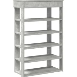 vidaXL Productos Del Hogar-Zapatero madera contrachapada gris hormigón 60x30x98 cm