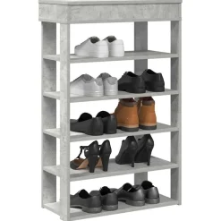 vidaXL Productos Del Hogar-Zapatero madera contrachapada gris hormigón 60x30x98 cm