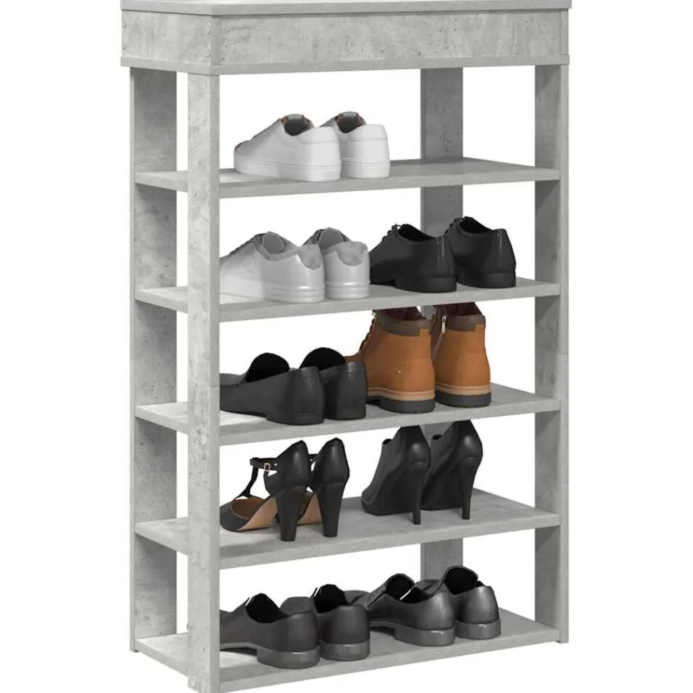 vidaXL Productos Del Hogar-Zapatero madera contrachapada gris hormigón 60x30x98 cm