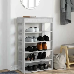 vidaXL Productos Del Hogar-Zapatero madera contrachapada gris hormigón 60x30x98 cm