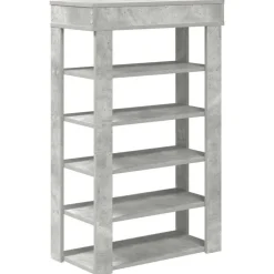 vidaXL Productos Del Hogar-Zapatero madera contrachapada gris hormigón 60x30x98 cm