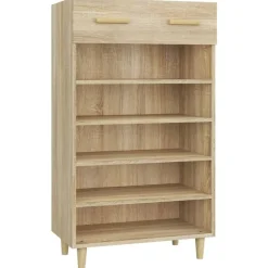 vidaXL Productos Del Hogar-Zapatero madera contrachapada color roble 60x35x105 cm