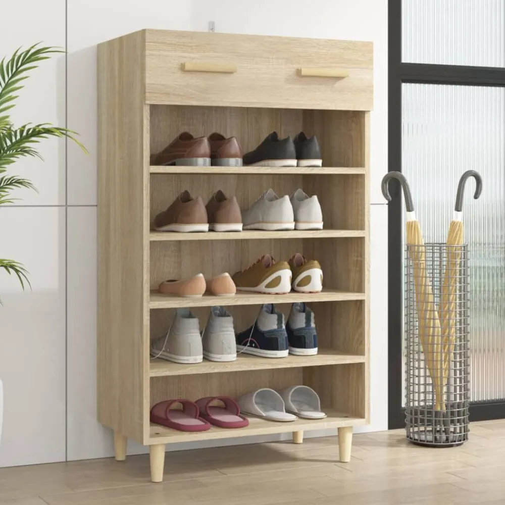 vidaXL Productos Del Hogar-Zapatero madera contrachapada color roble 60x35x105 cm