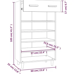 vidaXL Productos Del Hogar-Zapatero madera contrachapada color roble 60x35x105 cm