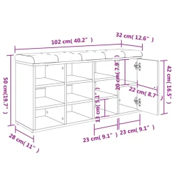 vidaXL Bancos-Zapatero madera de ingeniería 102x32x50 cm